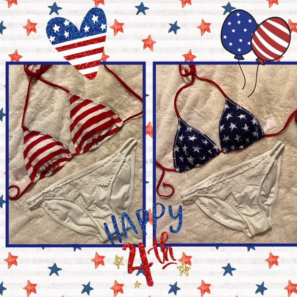Xhilaration Other - ❤️‍🔥R, W & B 2 IN 1 REVERSIBLE STARS & STRIPES BIKINI WITH WHITE BOTTOMS SIZE M
